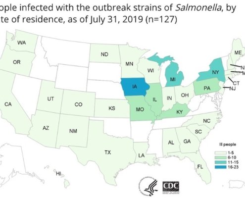 Salmonella Attorney CDC Map of Salmonella Pig Ear Outbreak 7/31/19