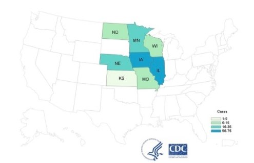 Cyclospora lawyer- CDC outbreak map June 26