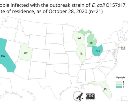 E. coli Lawyer - CDC Map of E. coli outbreak Unknown Source 1