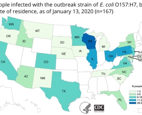 E. coli lawyer- CDC Final Map Romaine E. coli Outbreak