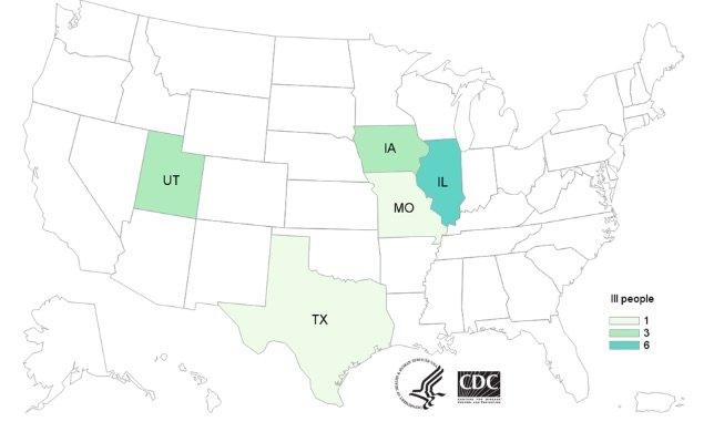 E. coli lawyer- CDC's map of JImmy John's Clover Sprouts E. coli outbreak 2:26:20