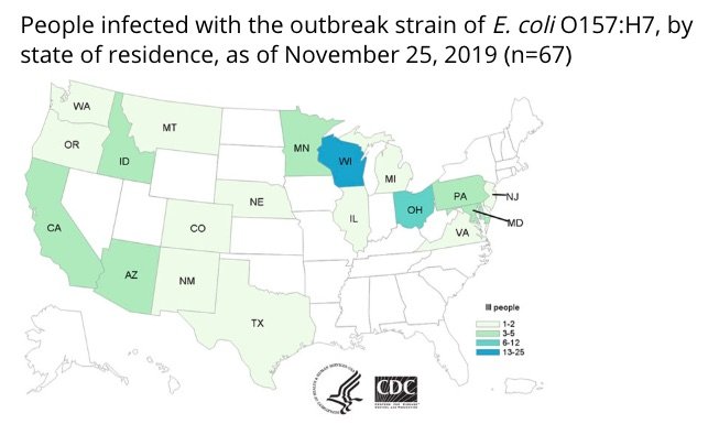 E. coli lawyer - roamine outbreak CDC map 11:26:1