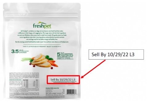 FreshPet Salmonella Recall Sell by date