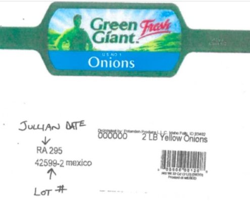 Green Giant onion recall Salmonella