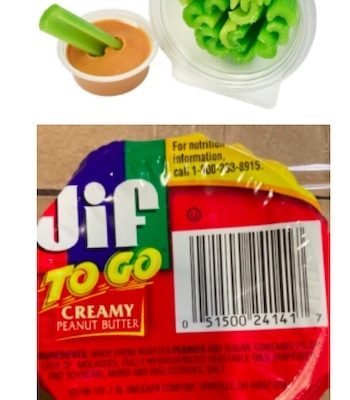 Jif Salmonella Recall celery and peanut butter snack