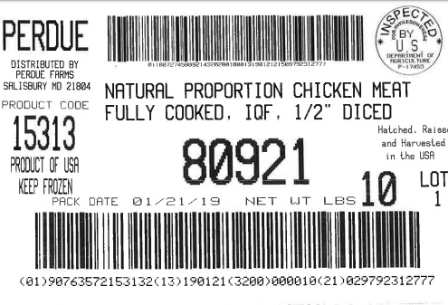 Listeria lawyer chicken recall label