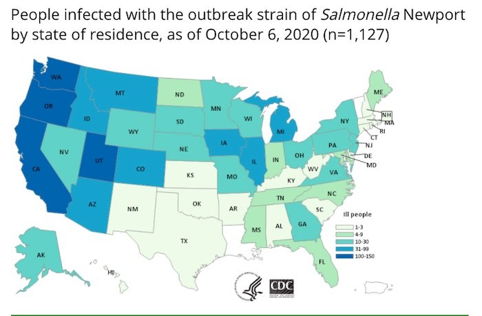 Salmonella Lawyer CDC Onion Salmonella Outbreak Final Map