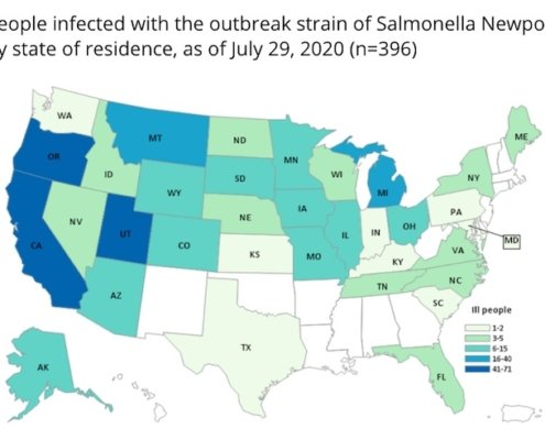 Salmonella Lawyer - Thomson onion Salmonella Newport outbreak map