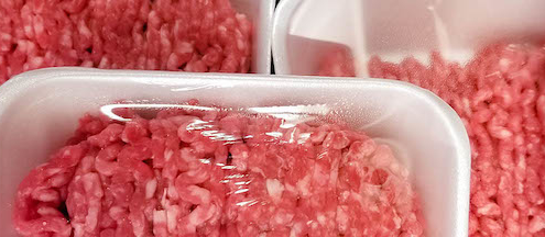 Packages of ground beef